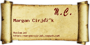Margan Cirjék névjegykártya